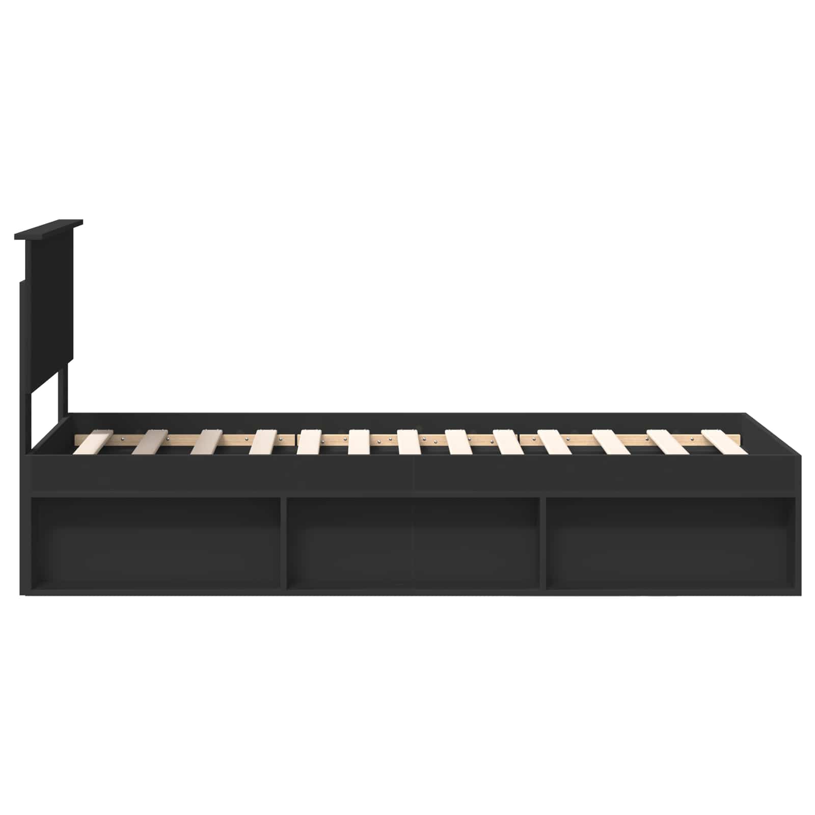 Bedframe met hoofdeinde Zwart 75 x 190 cm Massief grenenhout