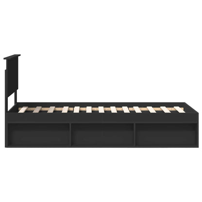 Bedframe met hoofdeinde Zwart 75 x 190 cm Massief grenenhout