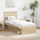Bed Frame Sonoma Oak 75 x 190 cm Solid Pine Wood