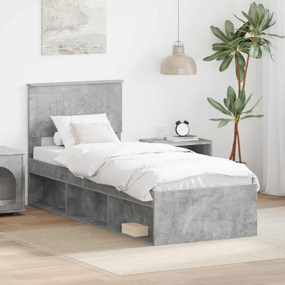 Bedframe Concerte Grijs 75 x 190 cm Massief grenenhout