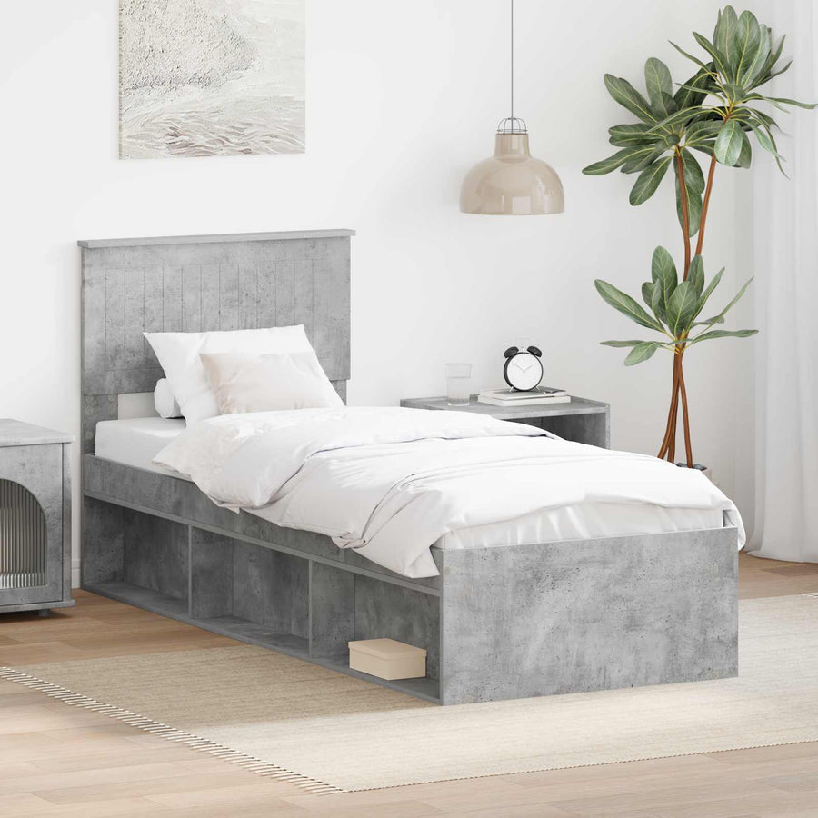 Bedframe Concerte Grijs 75 x 190 cm Massief grenenhout