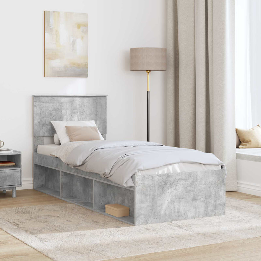 Bedframe Concerte Grijs 75 x 190 cm Massief grenenhout