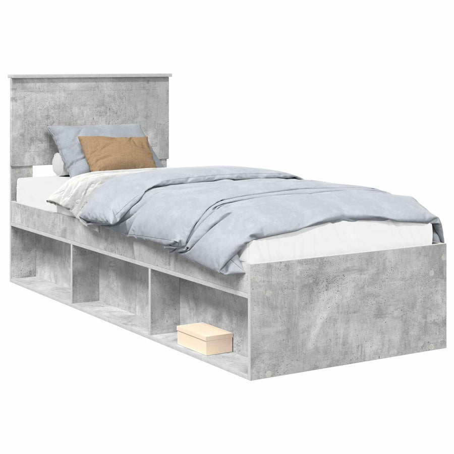 Bedframe Concerte Grijs 75 x 190 cm Massief grenenhout