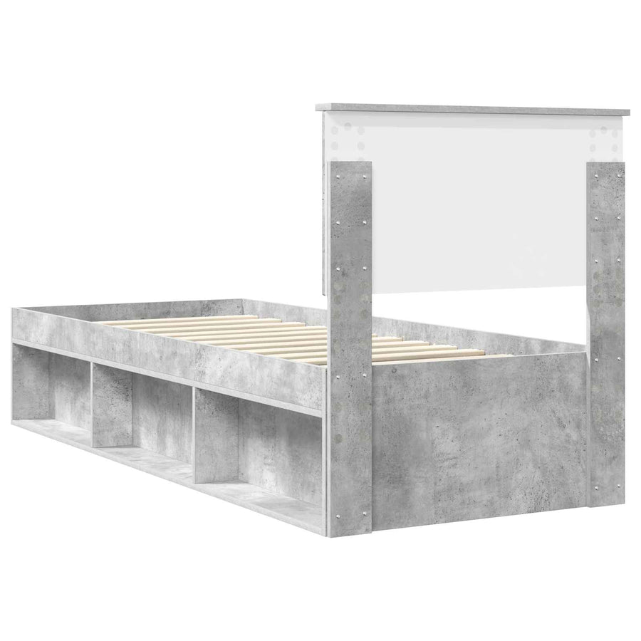 Bedframe Concerte Grijs 75 x 190 cm Massief grenenhout