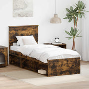 Bedframe massief grenenhout gerookt eiken 75x190 cm