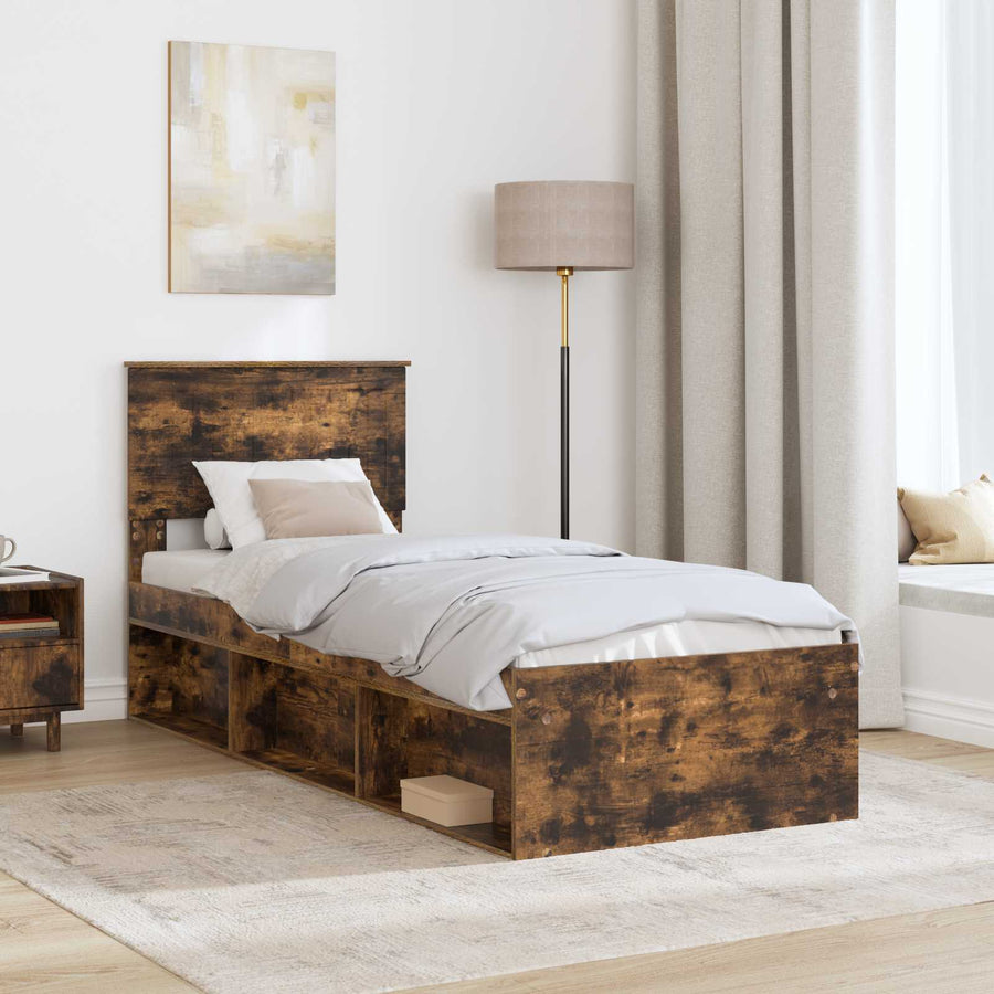 Bedframe Gerookt eiken 75 x 190 cm Massief grenenhout