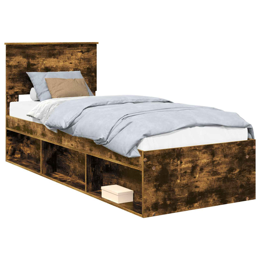 Bedframe Gerookt eiken 75 x 190 cm Massief grenenhout