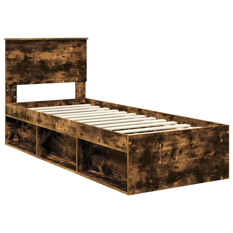 Bedframe Gerookt eiken 75 x 190 cm Massief grenenhout