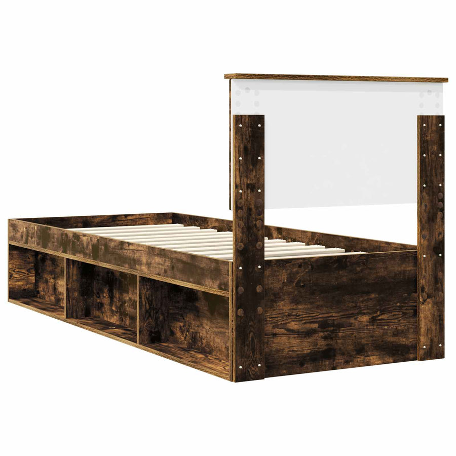 Bedframe Gerookt eiken 75 x 190 cm Massief grenenhout