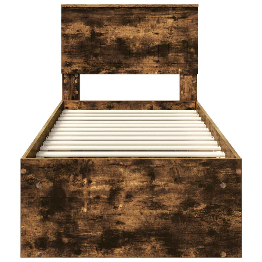 Bedframe Gerookt eiken 75 x 190 cm Massief grenenhout