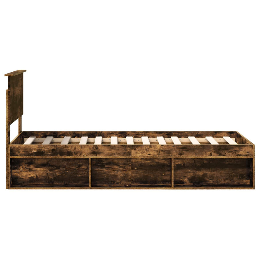 Bedframe Gerookt eiken 75 x 190 cm Massief grenenhout