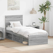 Bedframe 75 x 190 cm grijs massief grenenhout