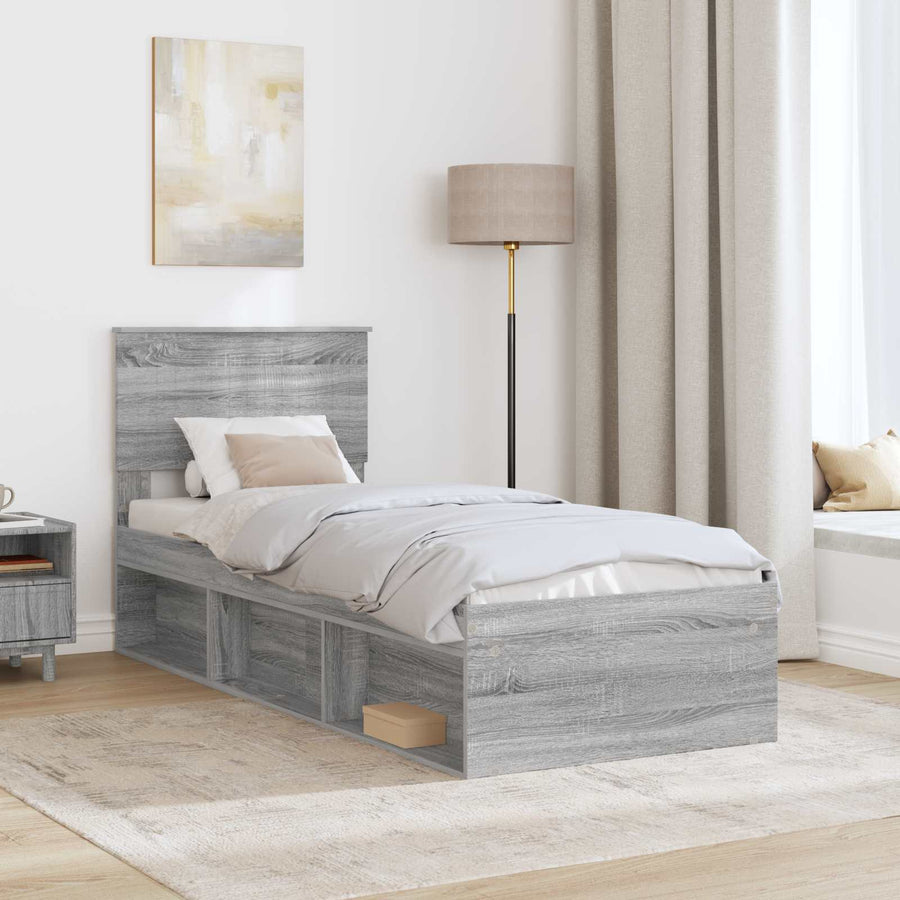 Bedframe Grijs Sonoma 75 x 190 cm Massief grenenhout