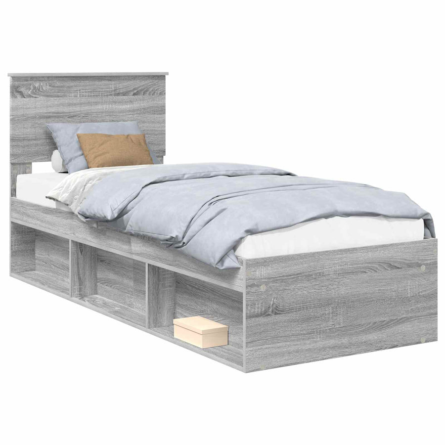 Bedframe Grijs Sonoma 75 x 190 cm Massief grenenhout