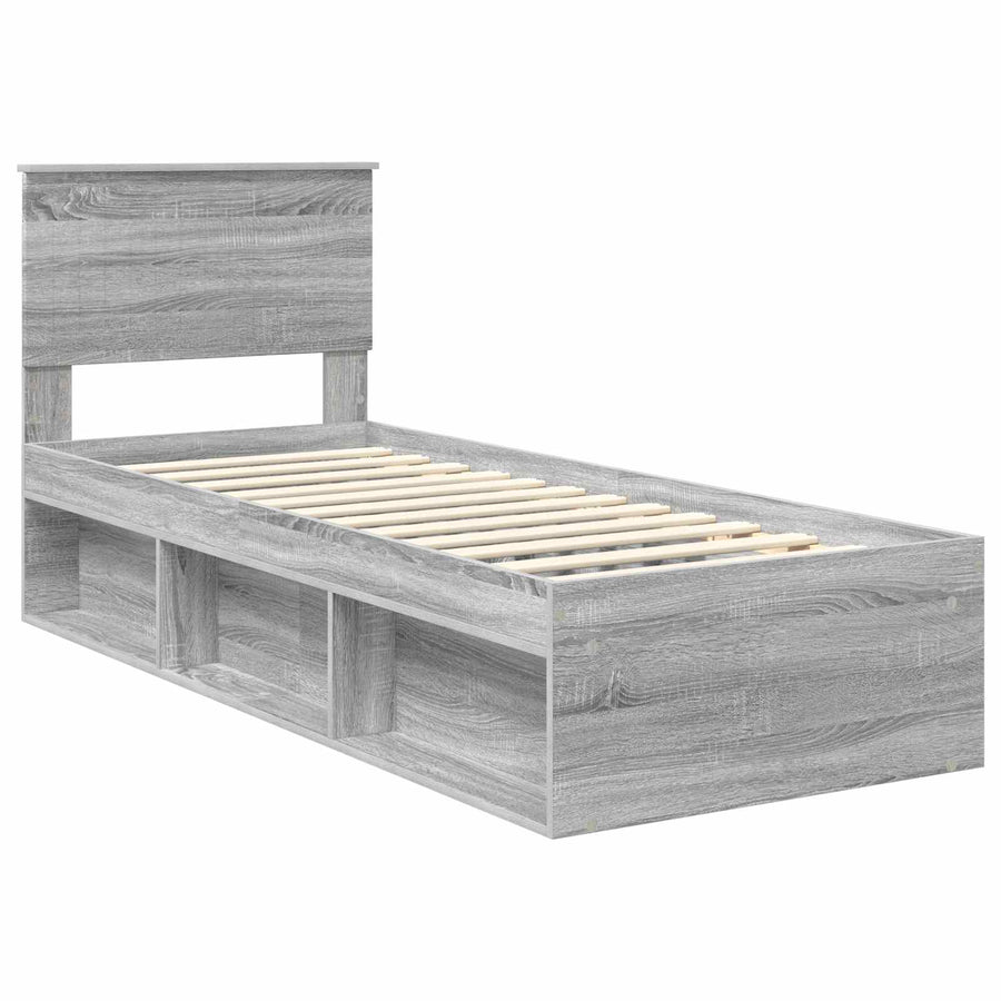Bedframe Grijs Sonoma 75 x 190 cm Massief grenenhout