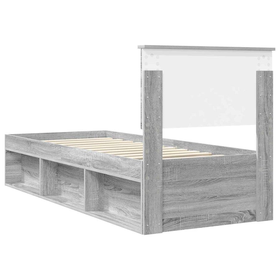 Bedframe Grijs Sonoma 75 x 190 cm Massief grenenhout