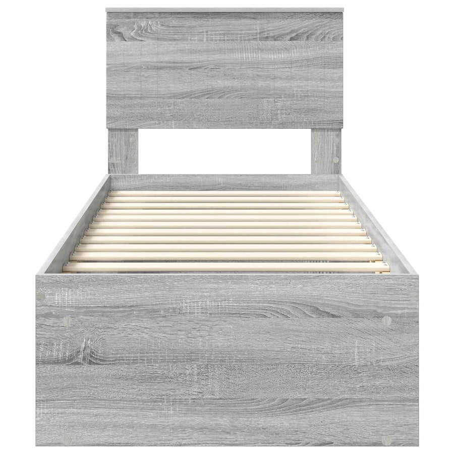 Bedframe Grijs Sonoma 75 x 190 cm Massief grenenhout