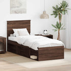 Bedframe 75x190 cm massief grenenhout bruin eiken