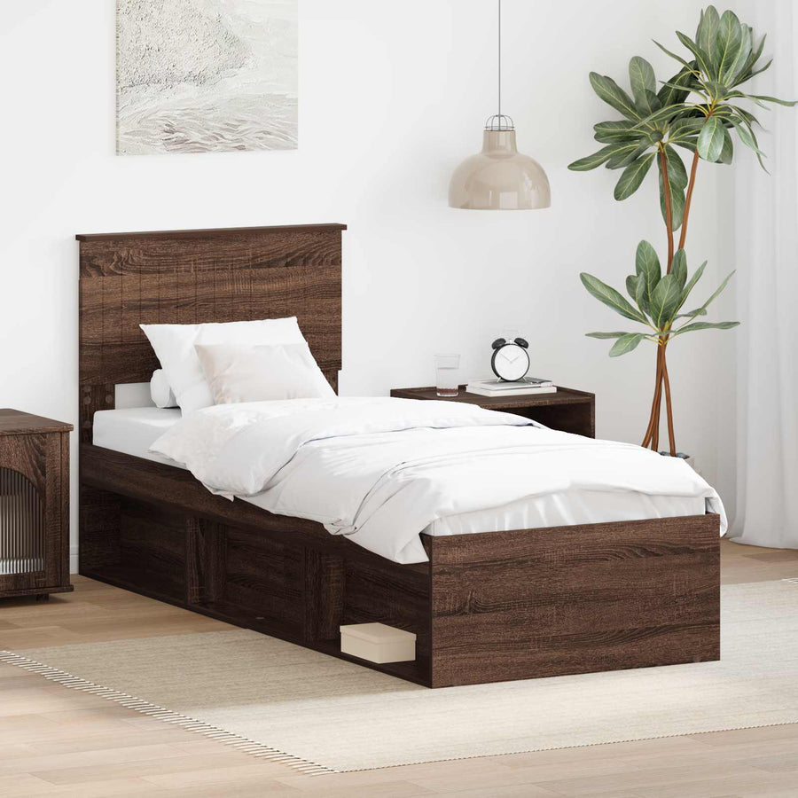 Bedframe Bruin Eiken 75 x 190 cm Massief grenenhout
