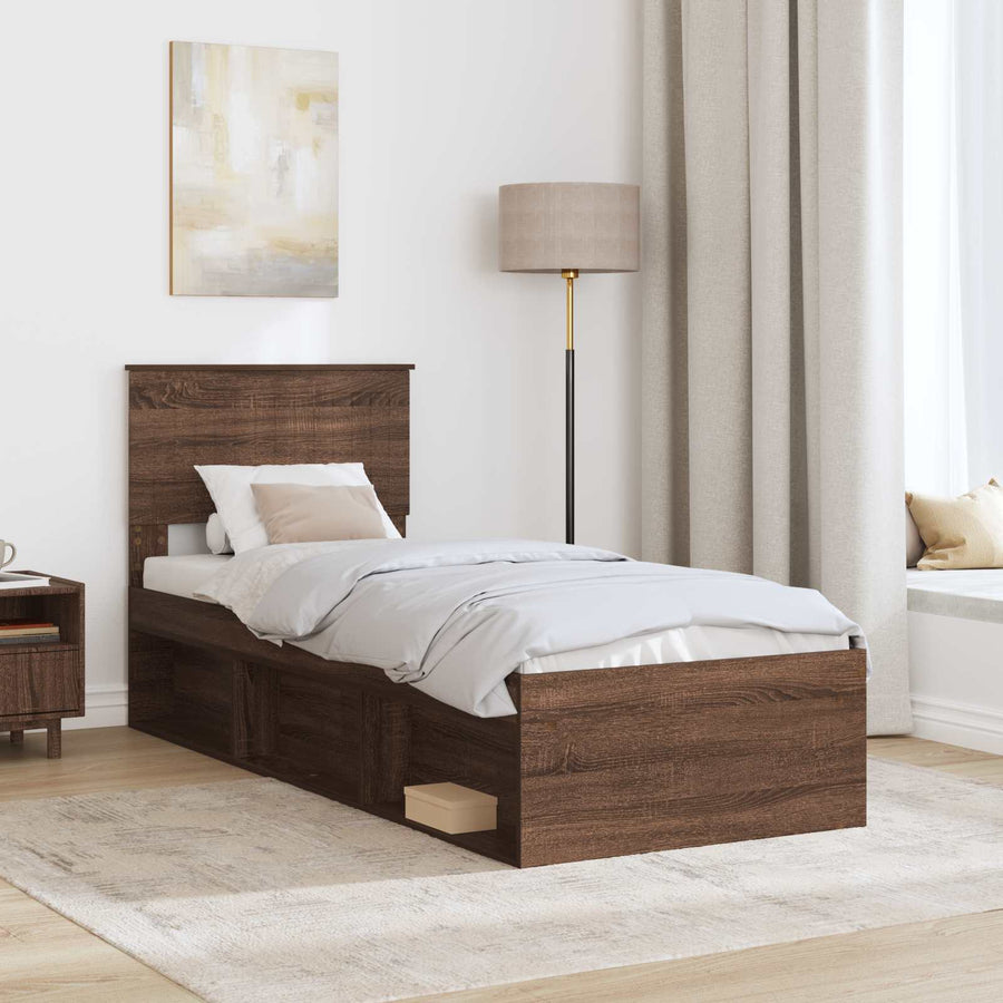 Bedframe Bruin Eiken 75 x 190 cm Massief grenenhout