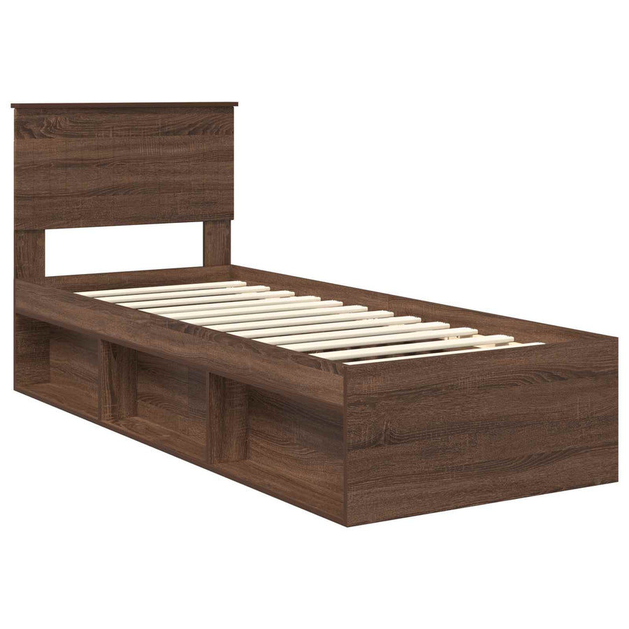 Bedframe Bruin Eiken 75 x 190 cm Massief grenenhout