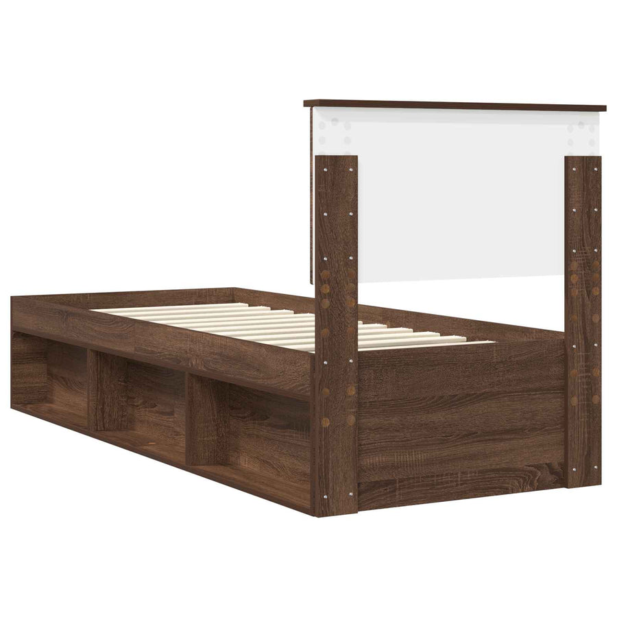 Bedframe Bruin Eiken 75 x 190 cm Massief grenenhout