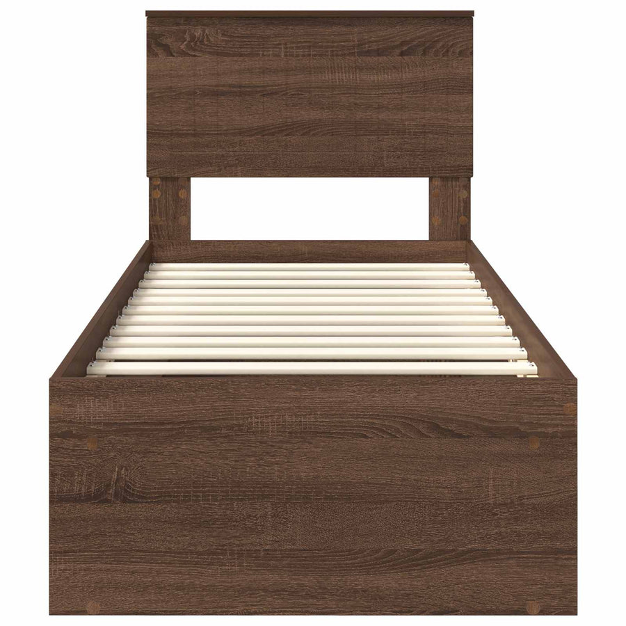 Bedframe Bruin Eiken 75 x 190 cm Massief grenenhout