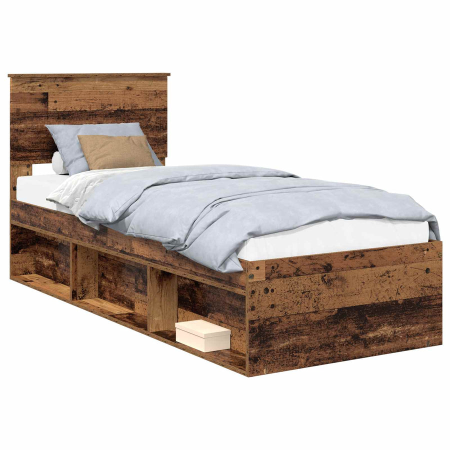 Bedframe met hoofdeinde Oudhout 75 x 190 cm Massief grenenhout