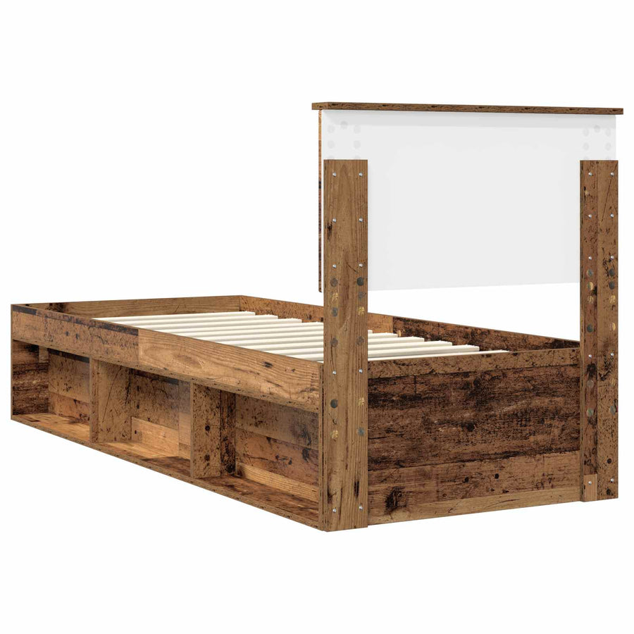 Bedframe met hoofdeinde Oudhout 75 x 190 cm Massief grenenhout