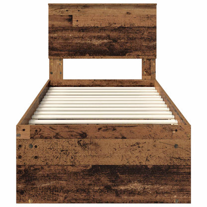 Bedframe met hoofdeinde Oudhout 75 x 190 cm Massief grenenhout