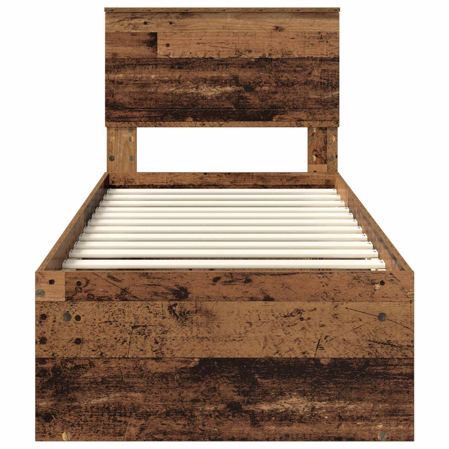 Bedframe met hoofdeinde Oudhout 75 x 190 cm Massief grenenhout