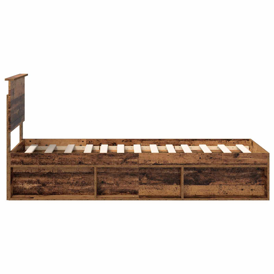Bedframe met hoofdeinde Oudhout 75 x 190 cm Massief grenenhout