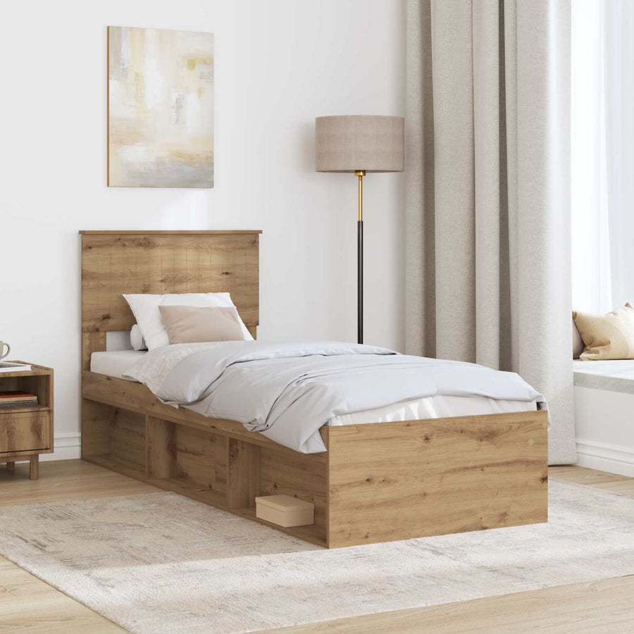 Bedframe Ambachtelijk eiken 75 x 190 cm Massief grenenhout