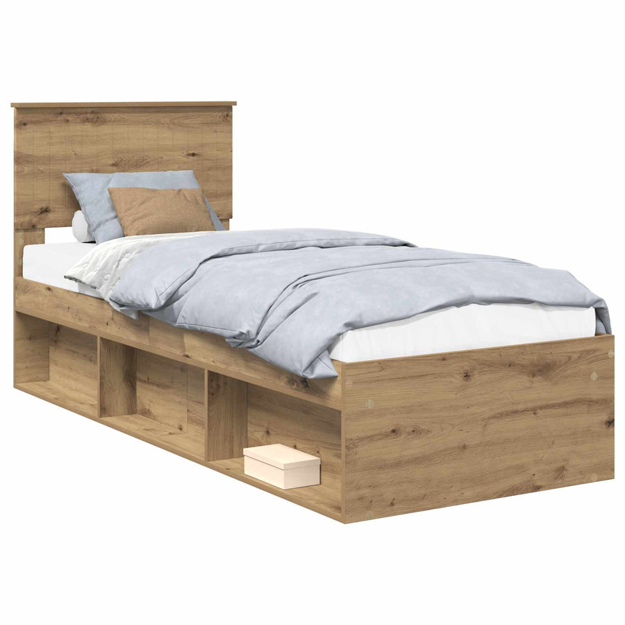 Bedframe Ambachtelijk eiken 75 x 190 cm Massief grenenhout