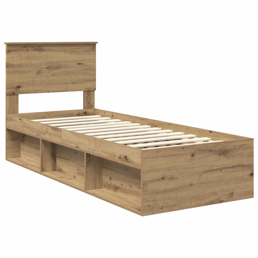 Bedframe Ambachtelijk eiken 75 x 190 cm Massief grenenhout