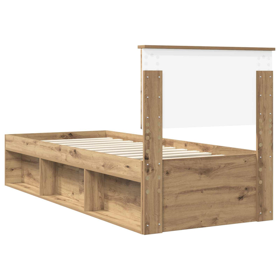 Bedframe Ambachtelijk eiken 75 x 190 cm Massief grenenhout