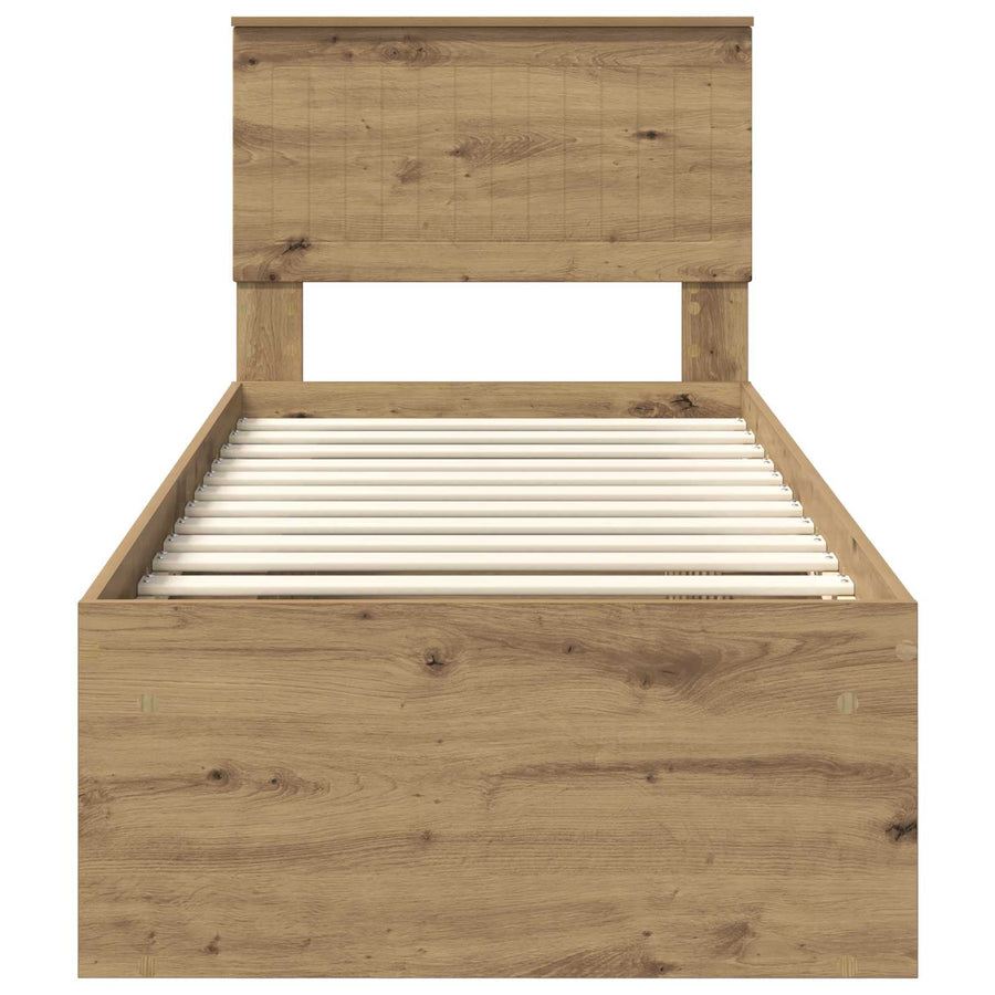 Bedframe Ambachtelijk eiken 75 x 190 cm Massief grenenhout