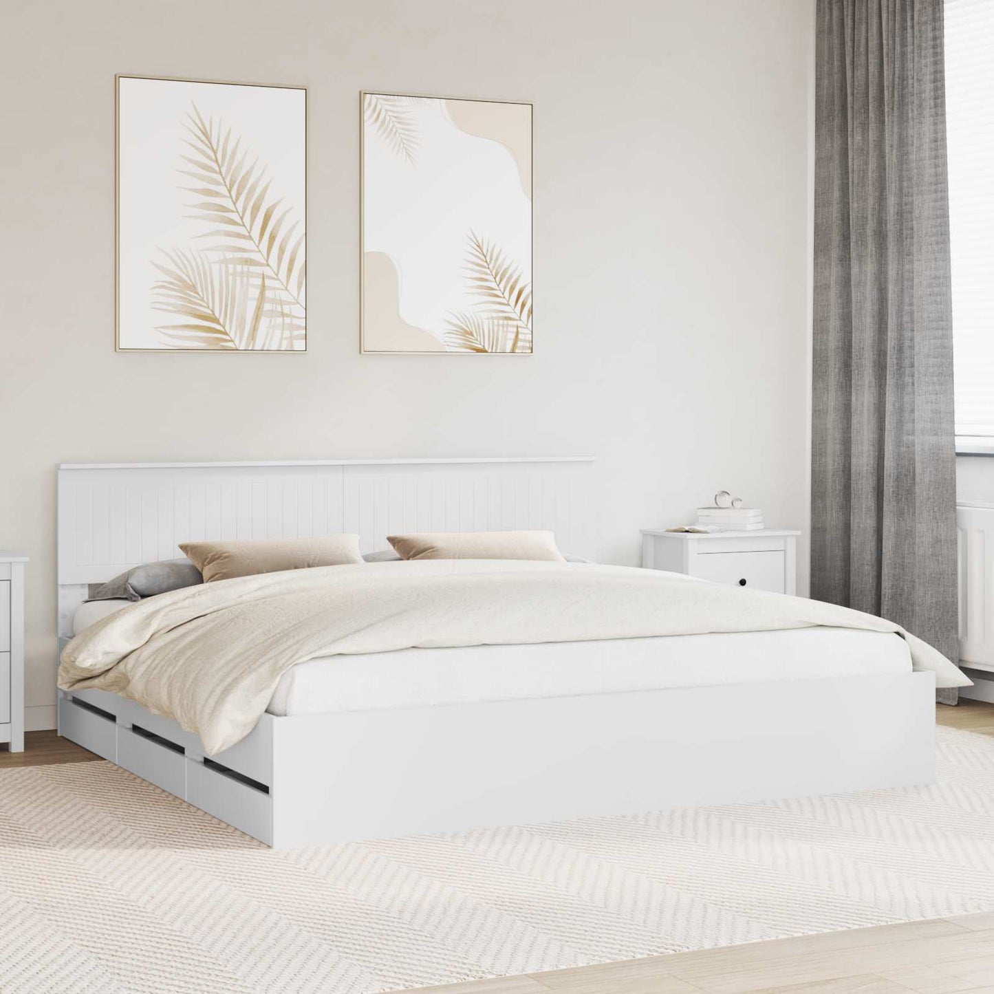 Bedframe met lade met opslag Wit 200 x 200 cm Ingenieurshout