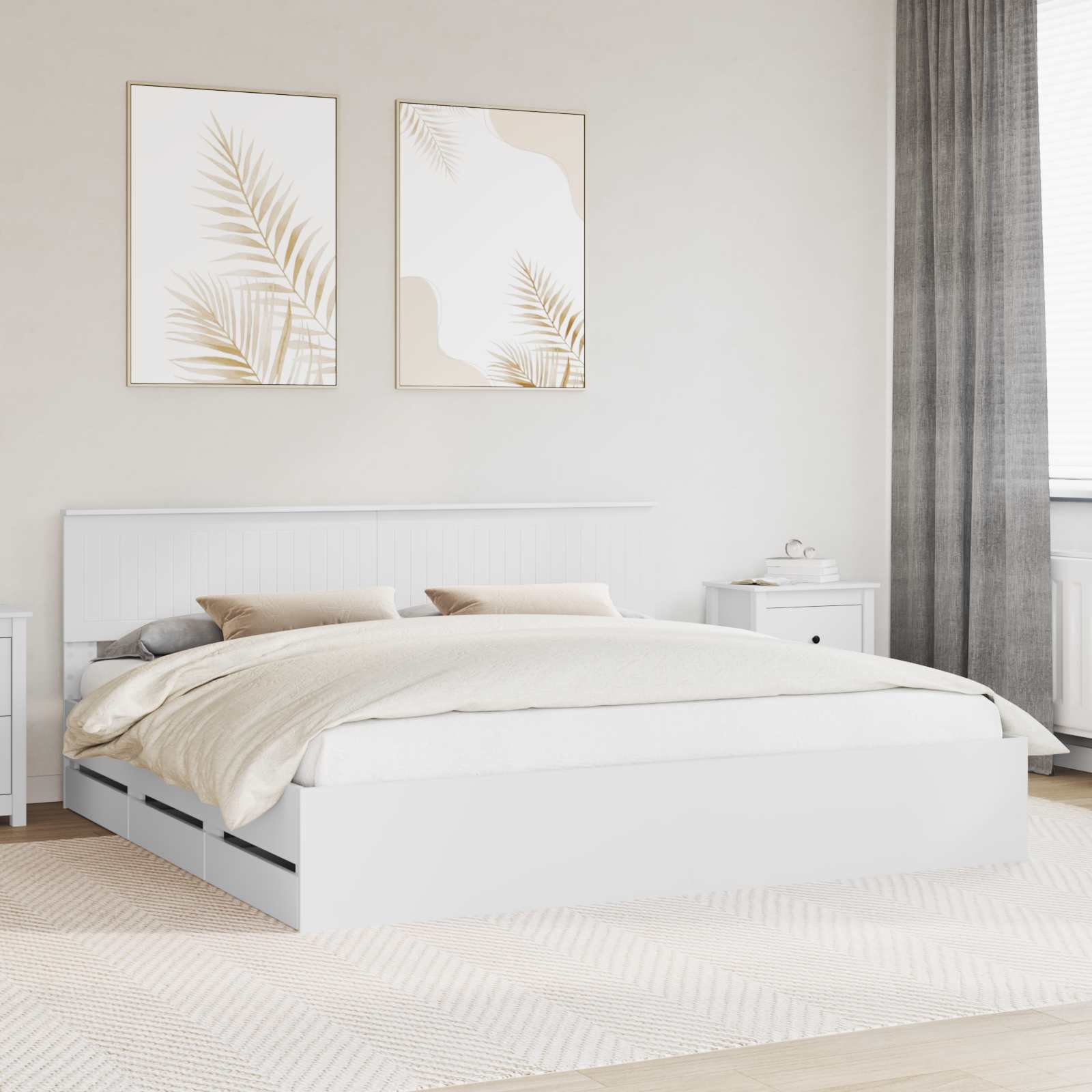 Bedframe met lade met opslag Wit 200 x 200 cm Ingenieurshout