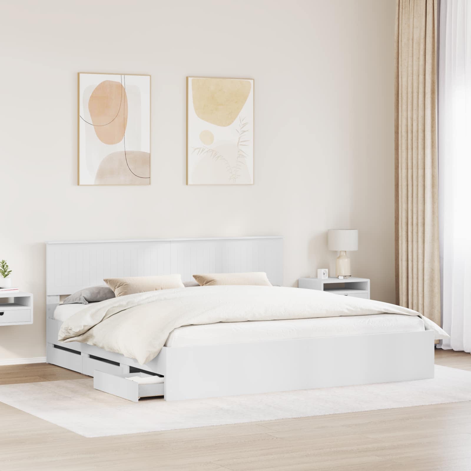 Bedframe met lade met opslag Wit 200 x 200 cm Ingenieurshout