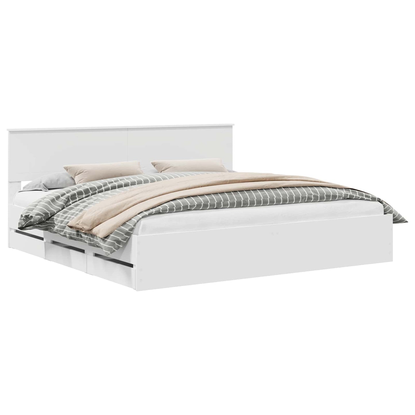 Bedframe met lade met opslag Wit 200 x 200 cm Ingenieurshout