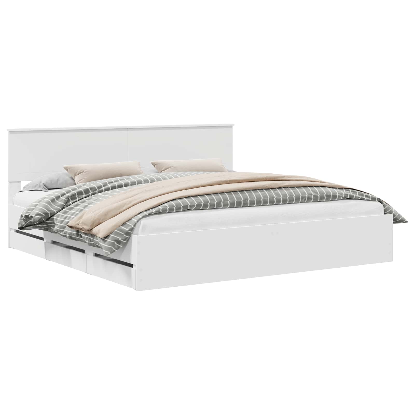 Bedframe met lade met opslag Wit 200 x 200 cm Ingenieurshout