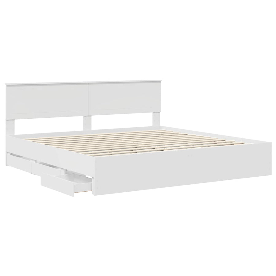 Bedframe met lade met opslag Wit 200 x 200 cm Ingenieurshout