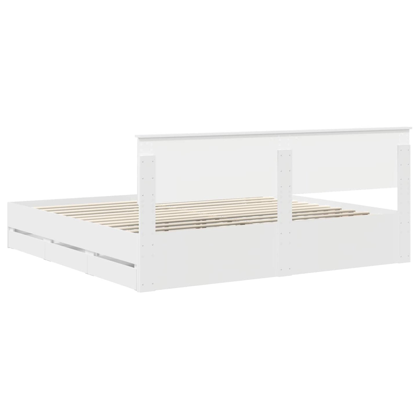 Bedframe met lade met opslag Wit 200 x 200 cm Ingenieurshout