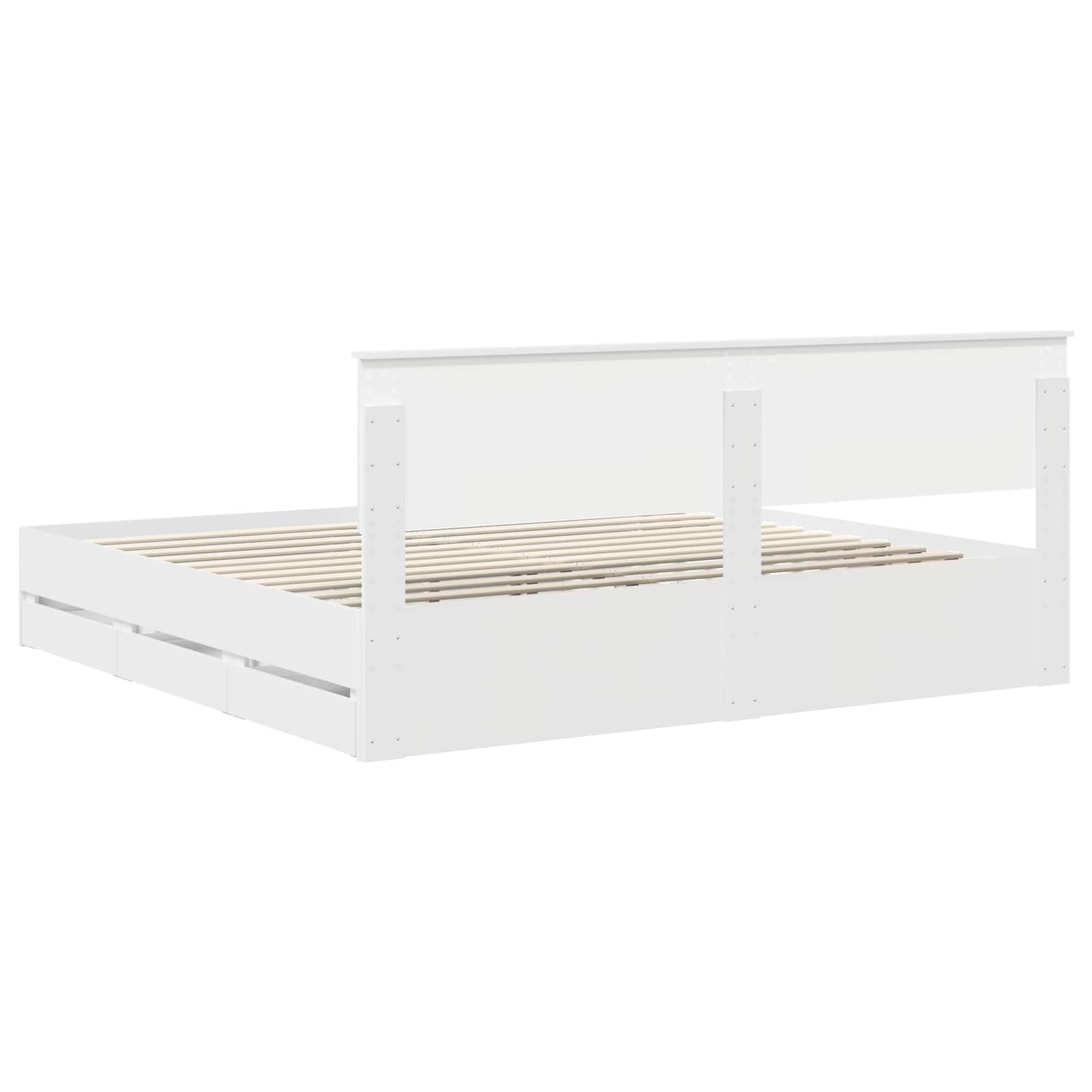 Bedframe met lade met opslag Wit 200 x 200 cm Ingenieurshout