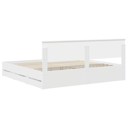 Bedframe met lade met opslag Wit 200 x 200 cm Ingenieurshout