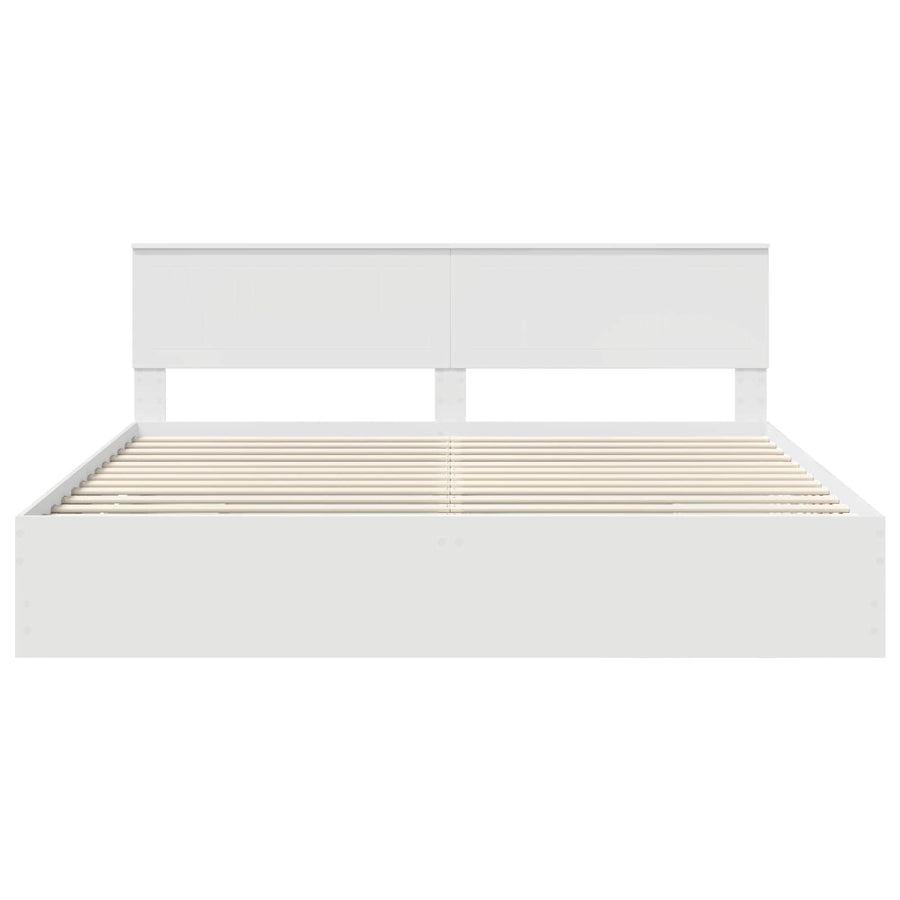 Bedframe met lade met opslag Wit 200 x 200 cm Ingenieurshout