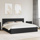 Bedframe met lades 200x200 cm zwart bewerkt hout