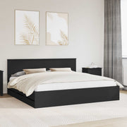 Bedframe met lades 200x200 cm zwart bewerkt hout