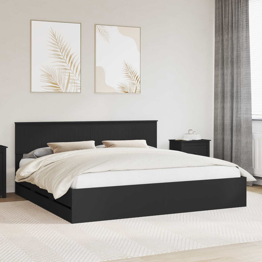 Bedframe met lade met opslag Zwart 200 x 200 cm Ingenieurshout